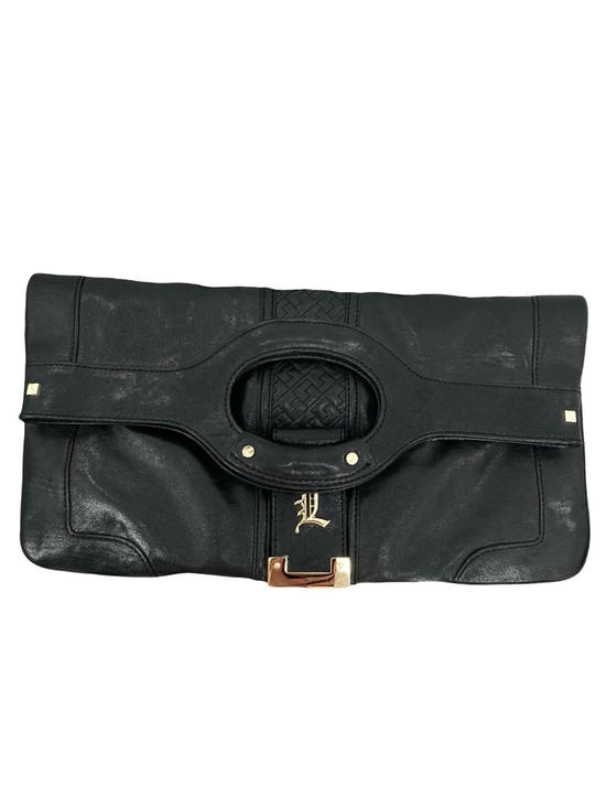 L.A.M.B. Handbags - Gwen Stefani L.A.M.B Vintage Black Leather Convertible Clutch To Tote Handbag